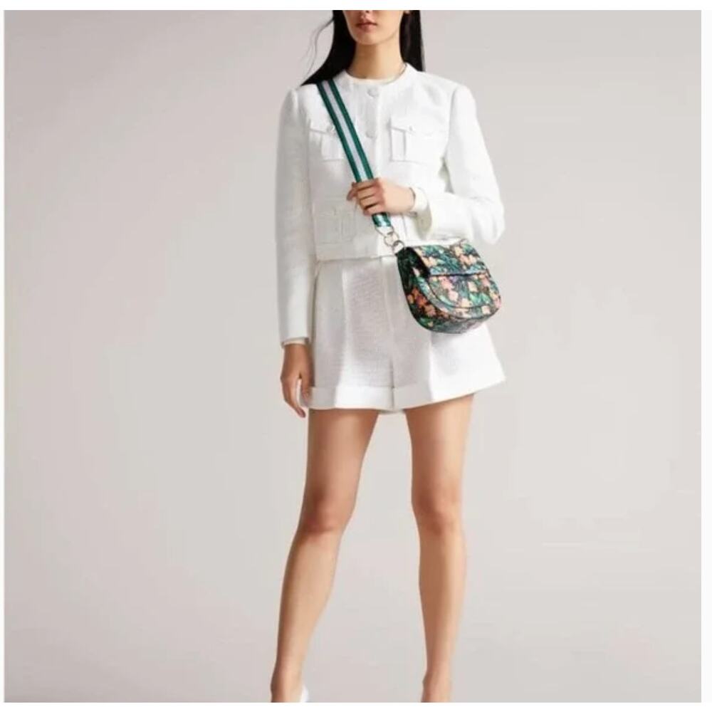 Ted Baker London Parcell Magnolia print leather crossbody bag